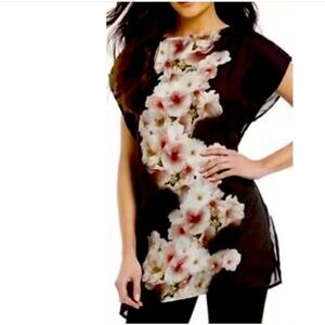 Bryn Walker Art to wear Palio cherry blossom satin poncho Blouse